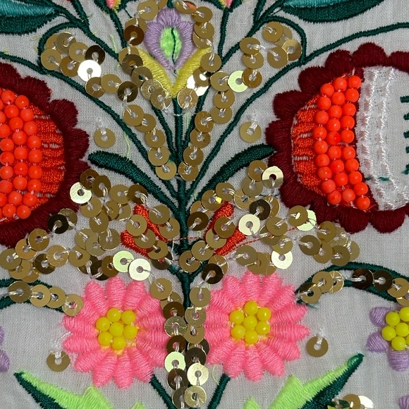 BOSTON PROPER  (SZ M)  SEQUIN AND EMBROIDERED LACE INSET MAXI DRESS - Picture 7 of 9